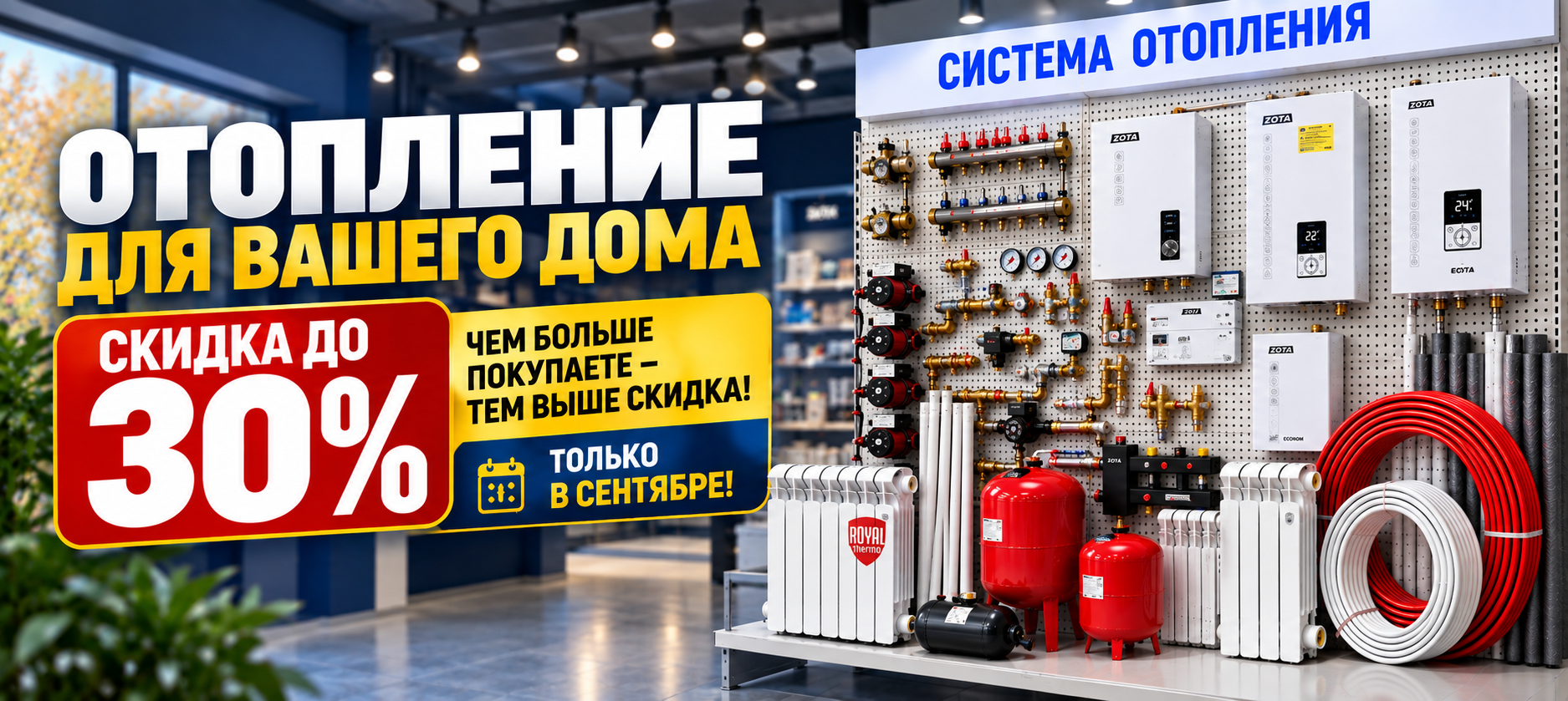 скидка 30% на отопление