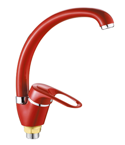 Смеситель д/кухни POTATO P5925-5 высок.гайка красный купить в Бийске в магазине Флагман